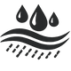 Black droplet and wave design on a white background