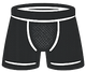 Black boxer briefs with white waistband on a black background